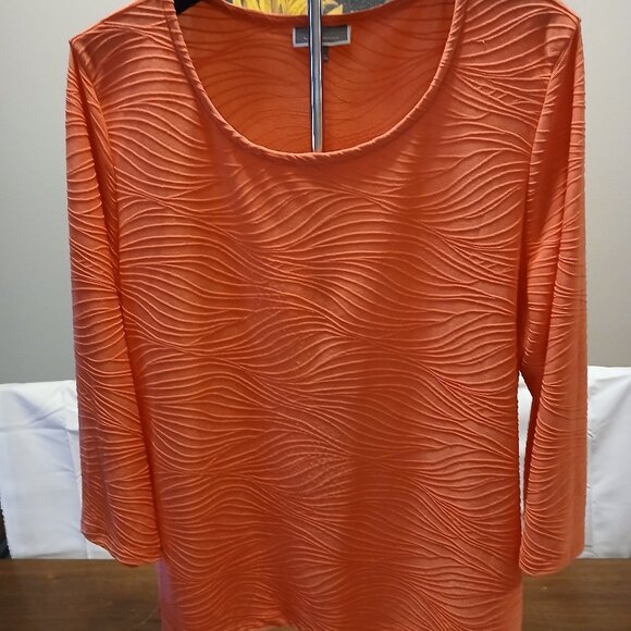 JM Collection Stylish Three Quarter Sleeve Orange Top Sz XL - Picture 1 of 1